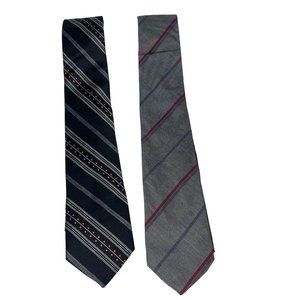 2 Vintage Isaco Men's 3" Neckties Striped Ties Silk Blend Gray Black Red